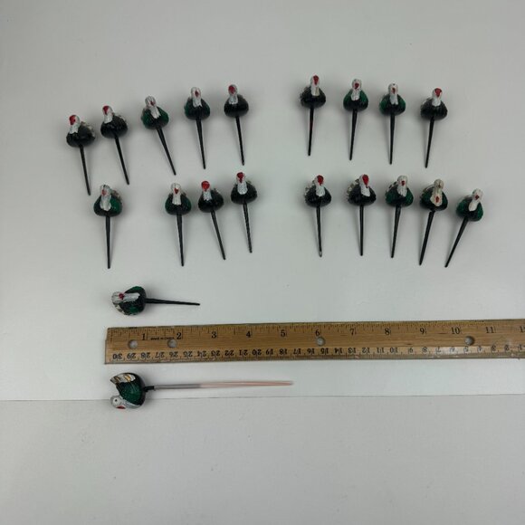 Vintage Thanksgiving Fall Autumn Plastic Turkey Cupcake Cake Toppers Hollow READ - Picture 3 of 15